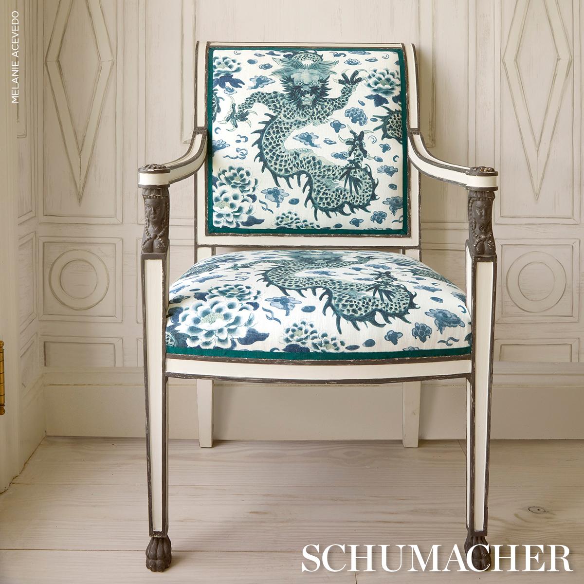 Schumacher Empress Dragon Delft Fabric