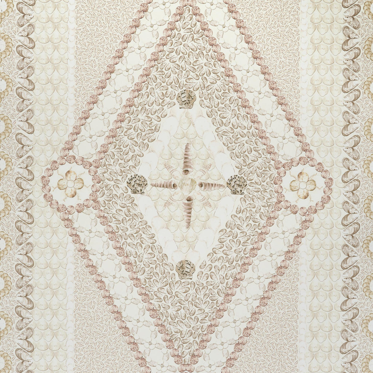 Schumacher Shell Grotto Panel B Sand Wallpaper
