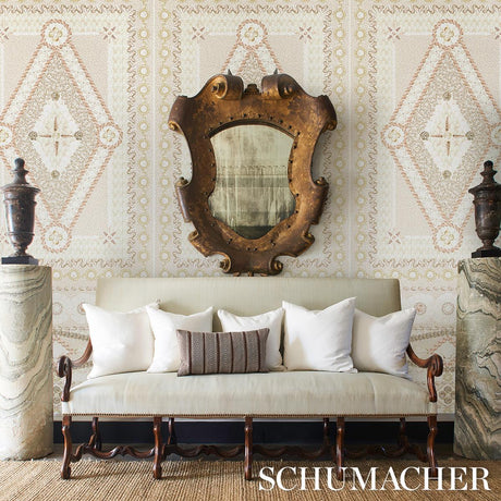 Schumacher Shell Grotto Panel B Sand Wallpaper