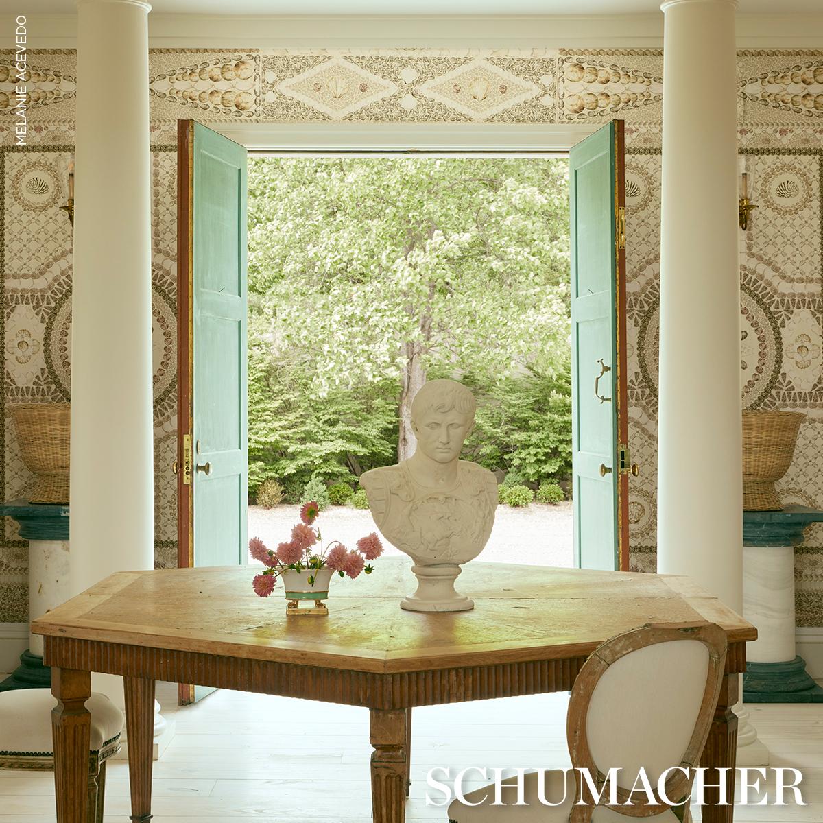 Schumacher Shell Grotto Panel B Sand Wallpaper