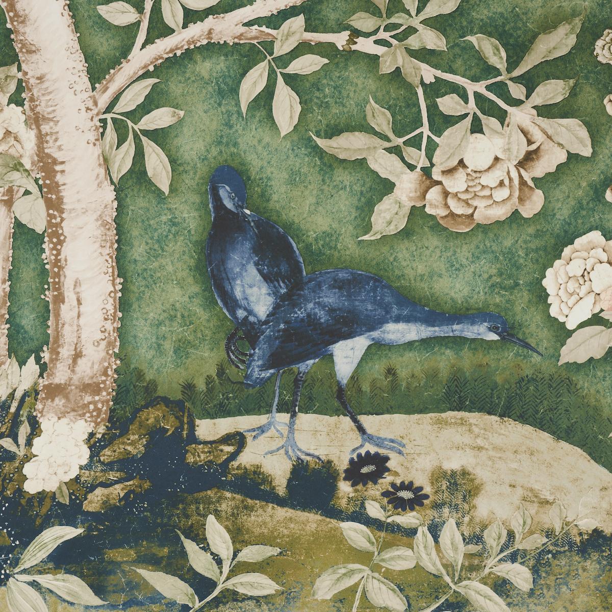 Schumacher Les Oiseaux Panel Set Jade Wallpaper