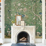 Schumacher Les Oiseaux Panel Set Jade Wallpaper