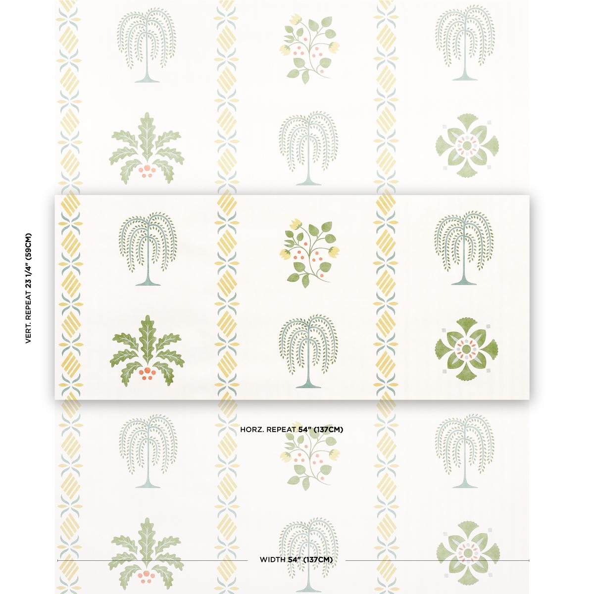 Schumacher Willard House Stencil Green Wallpaper