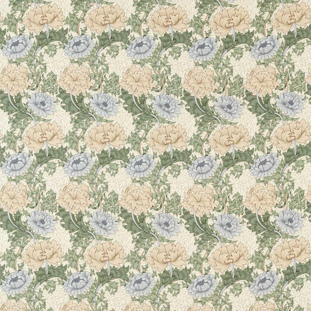 Morris & Co Chrysanthemum Mineral/Cream Fabric