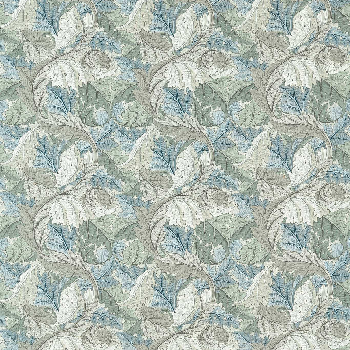 Morris & Co Acanthus Mineral Blue/Linen Fabric