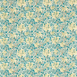 Morris & Co Honeysuckle Teal/Soft Lemon Fabric