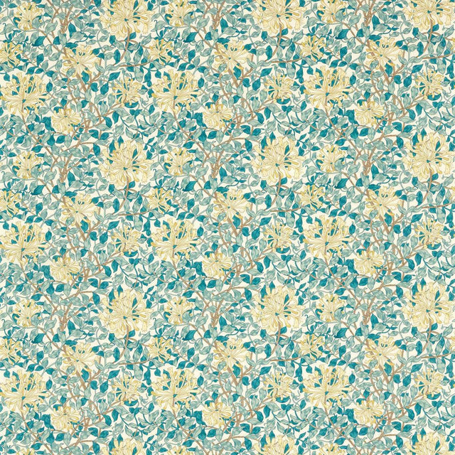 Morris & Co Honeysuckle Teal/Soft Lemon Fabric