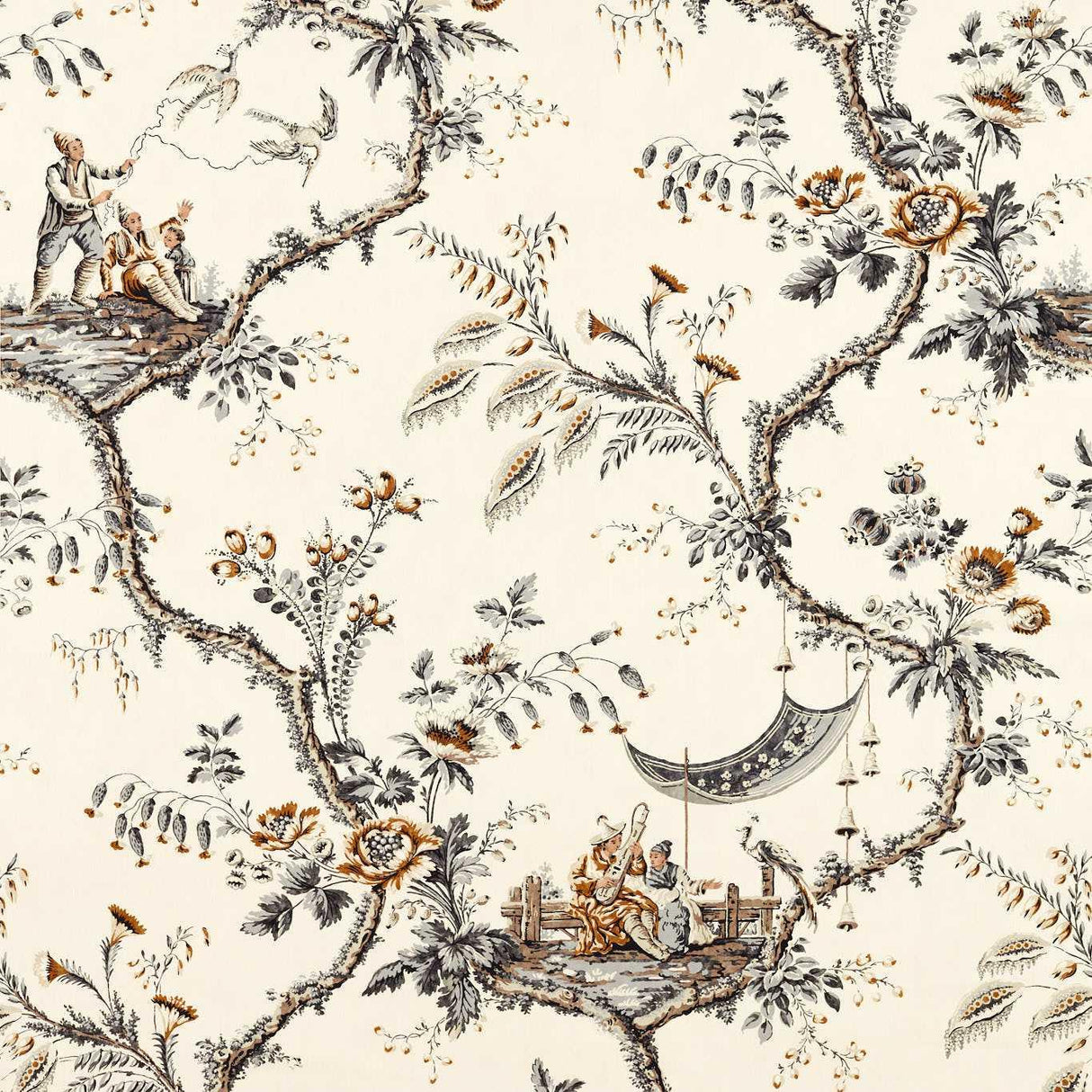 Zoffany Emperors Musician Charcoal Fabric