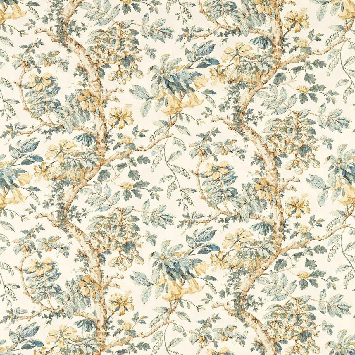 Zoffany Coromandel Print Stockholm Blue Fabric