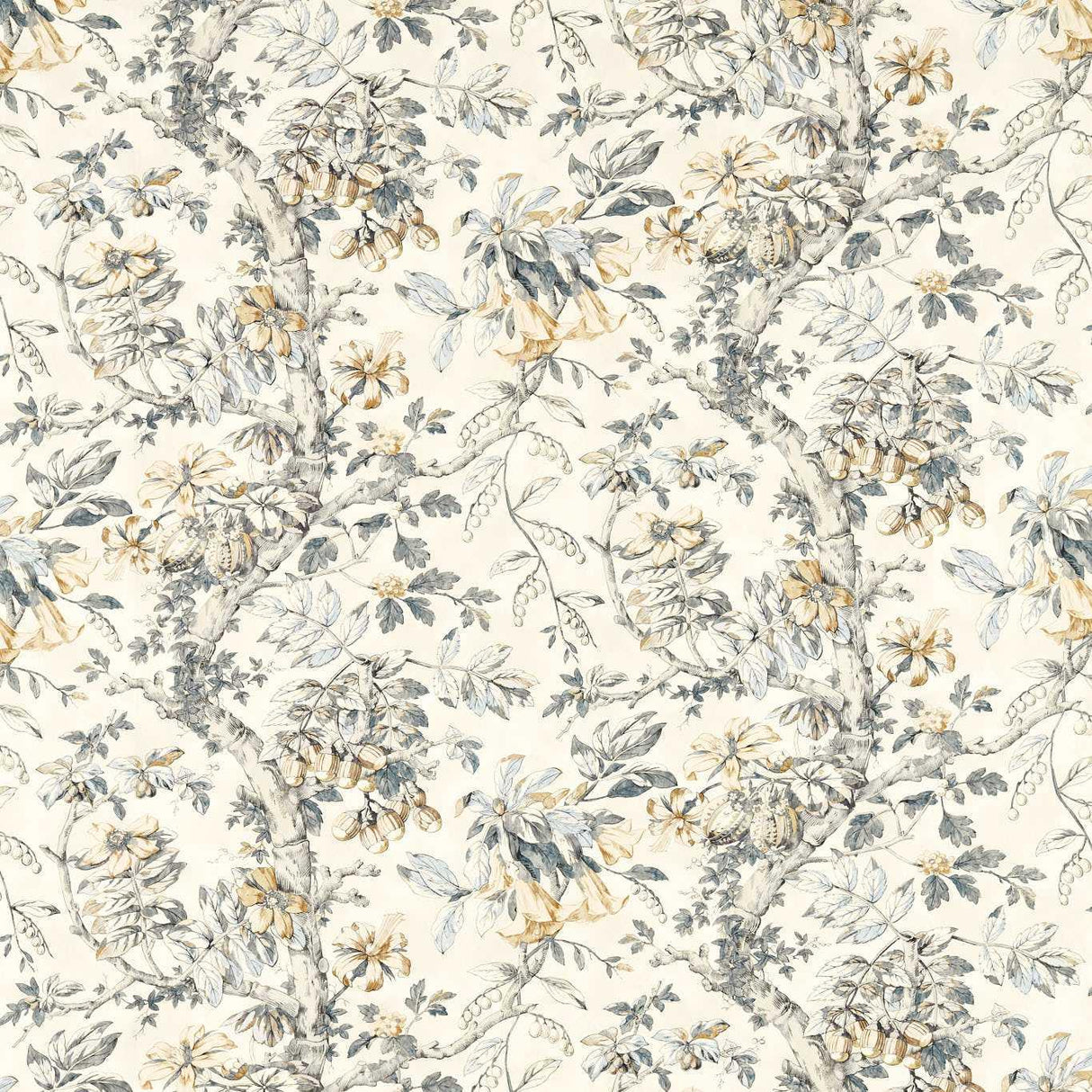 Zoffany Coromandel Print Empire Grey Fabric