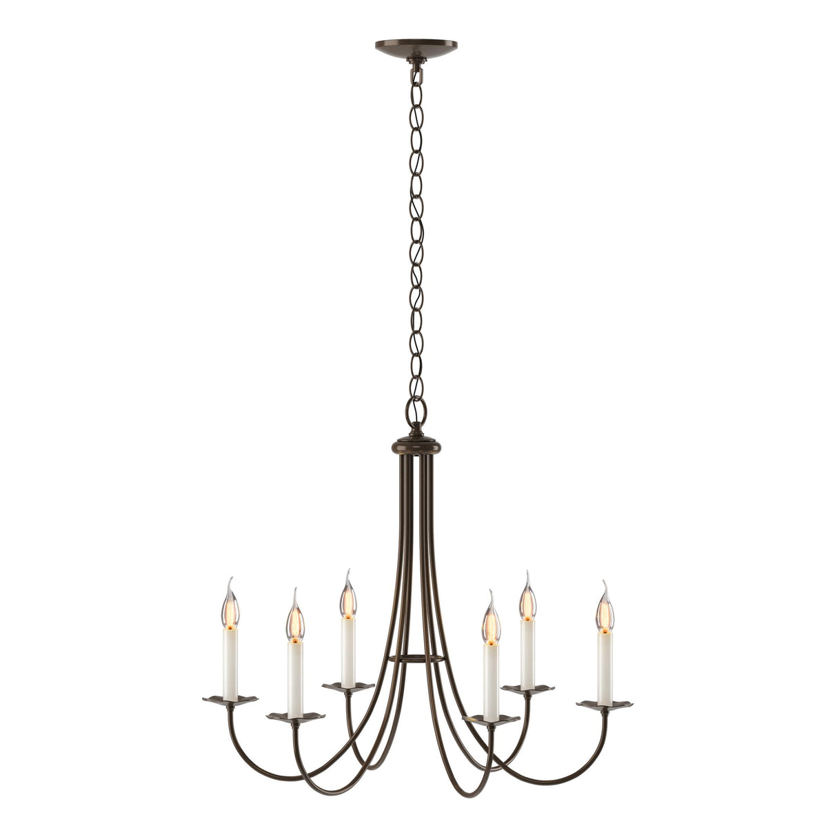 Hubbardton Forge 2000 Bronze Simple Sweep 6 Arm Chandelier