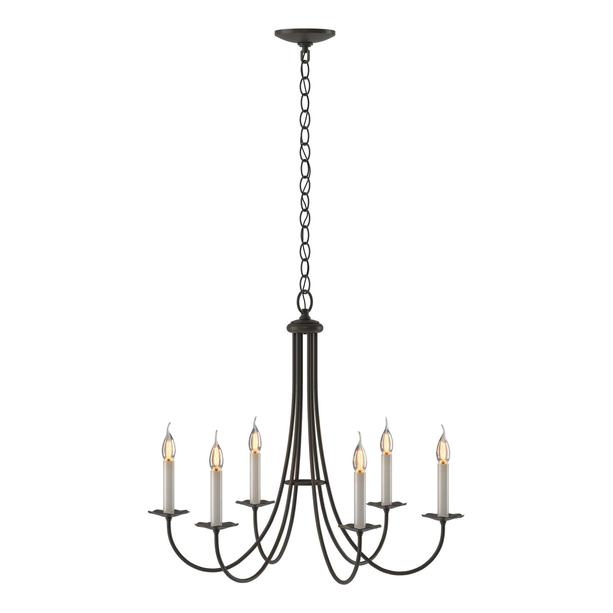 Hubbardton Forge 2000 Dark Smoke Simple Sweep 6 Arm Chandelier