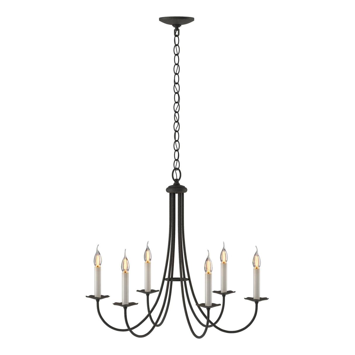 Hubbardton Forge 2000 Natural Iron Simple Sweep 6 Arm Chandelier