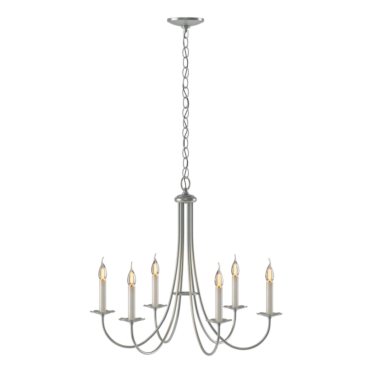 Hubbardton Forge 2000 Vintage Platinum Simple Sweep 6 Arm Chandelier
