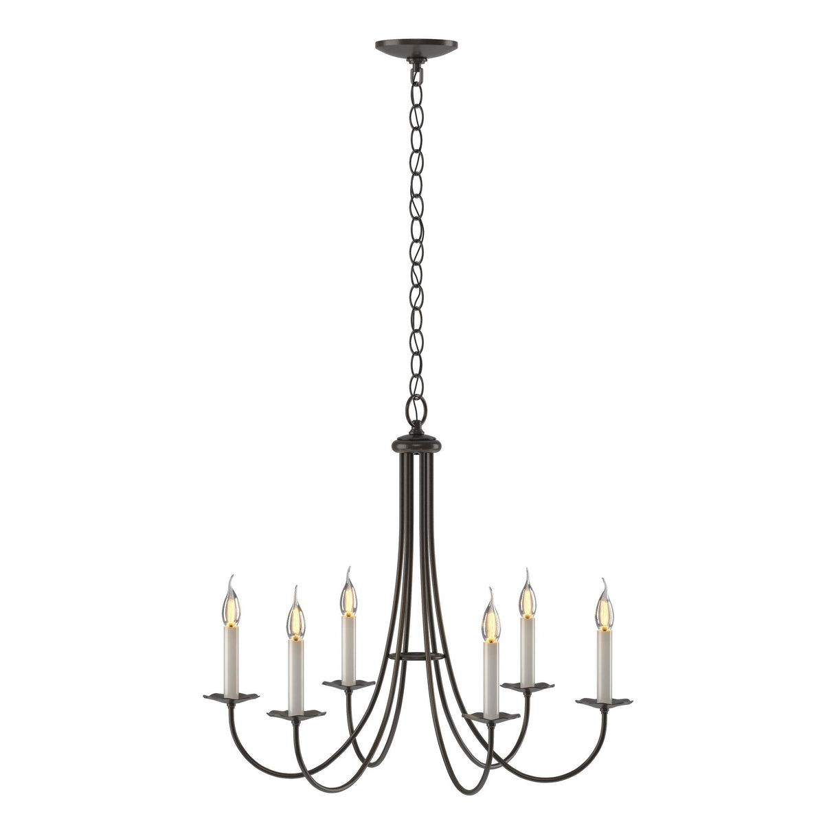Hubbardton Forge 2000 Oil Rubbed Bronze Simple Sweep 6 Arm Chandelier
