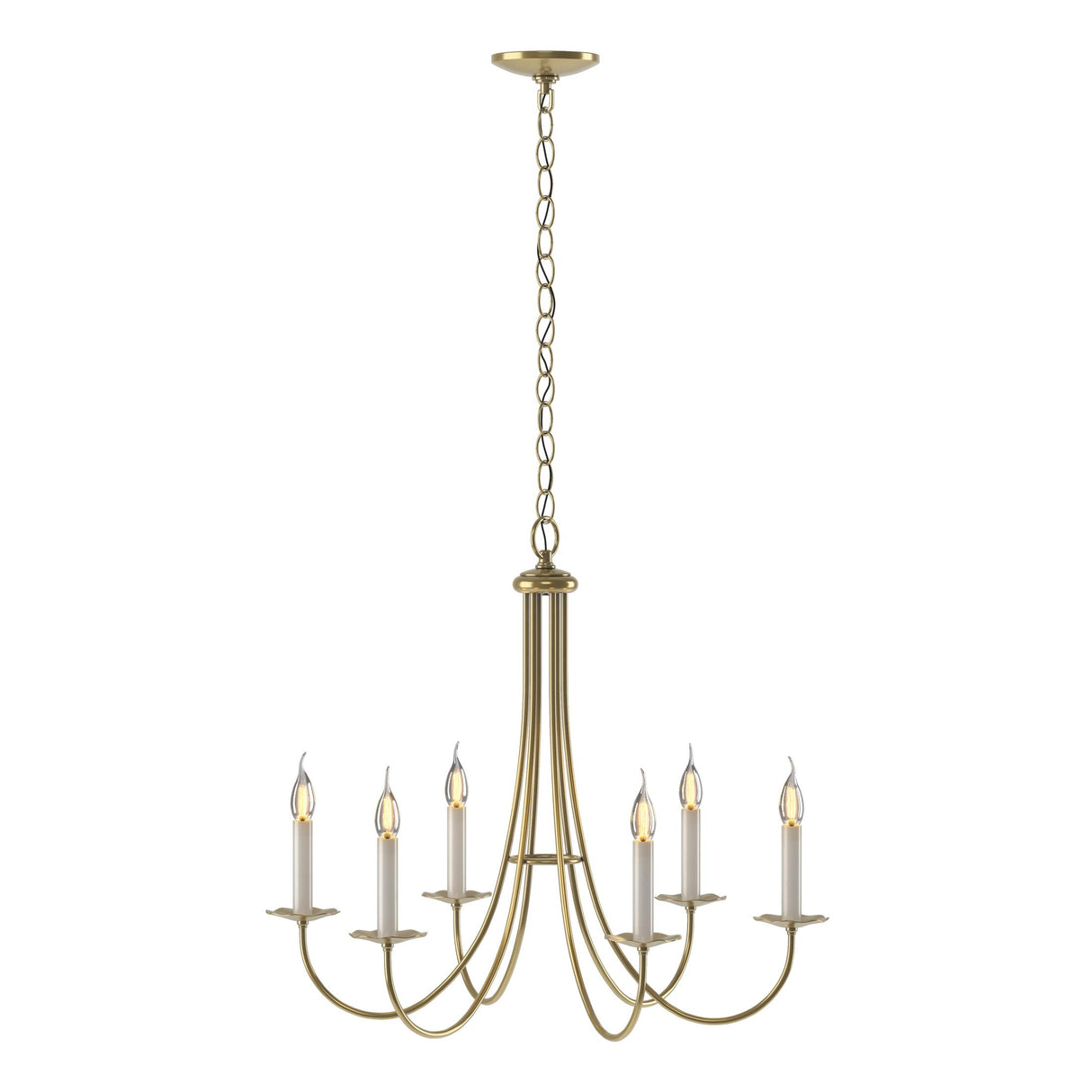 Hubbardton Forge 2000 Modern Brass Simple Sweep 6 Arm Chandelier