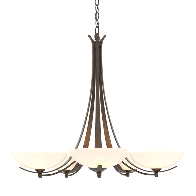 Hubbardton Forge 2007 Bronze Opal Glass (GG) Aegis 5 Arm Chandelier