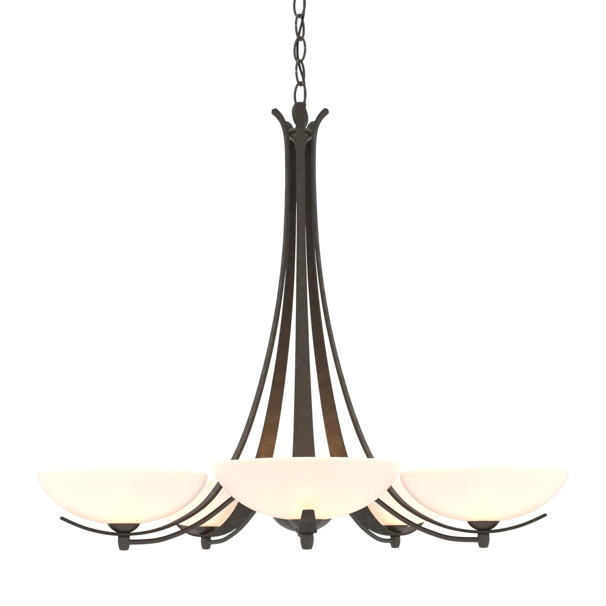 Hubbardton Forge 2007 Dark Smoke Opal Glass (GG) Aegis 5 Arm Chandelier