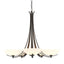 Hubbardton Forge 2007 Dark Smoke Opal Glass (GG) Aegis 5 Arm Chandelier