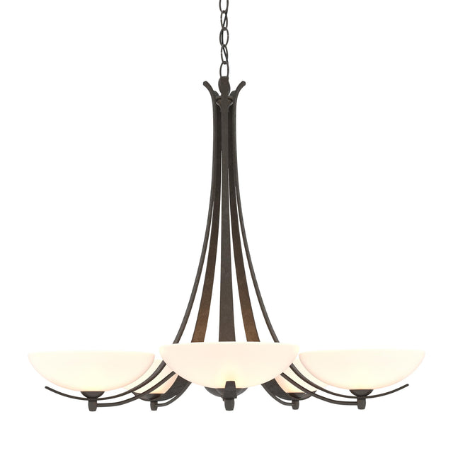 Hubbardton Forge 2007 Dark Smoke Opal Glass (GG) Aegis 5 Arm Chandelier