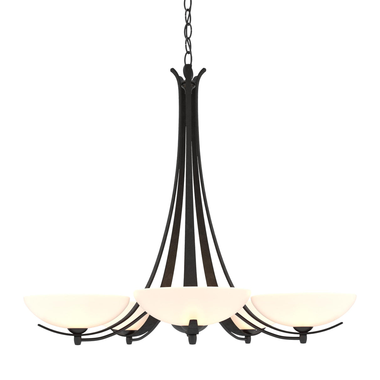 Hubbardton Forge 2007 Black Opal Glass (GG) Aegis 5 Arm Chandelier