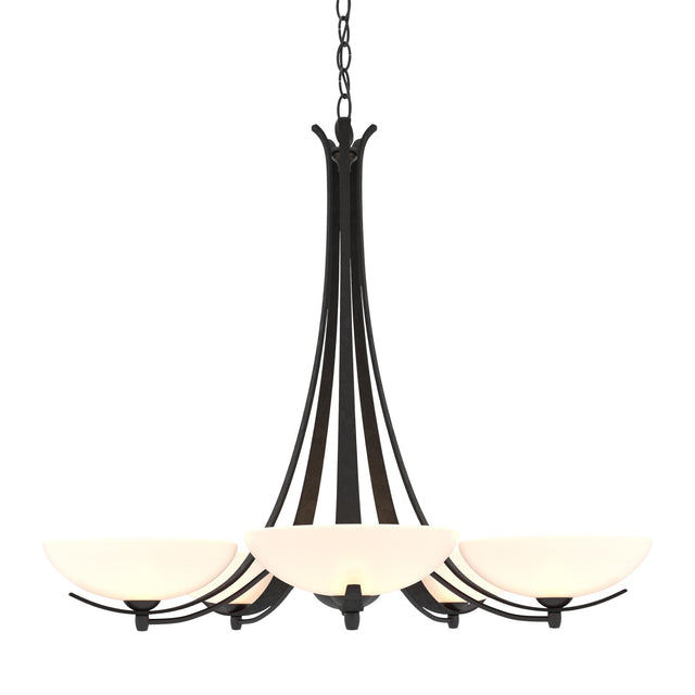 Hubbardton Forge 2007 Black Opal Glass (GG) Aegis 5 Arm Chandelier