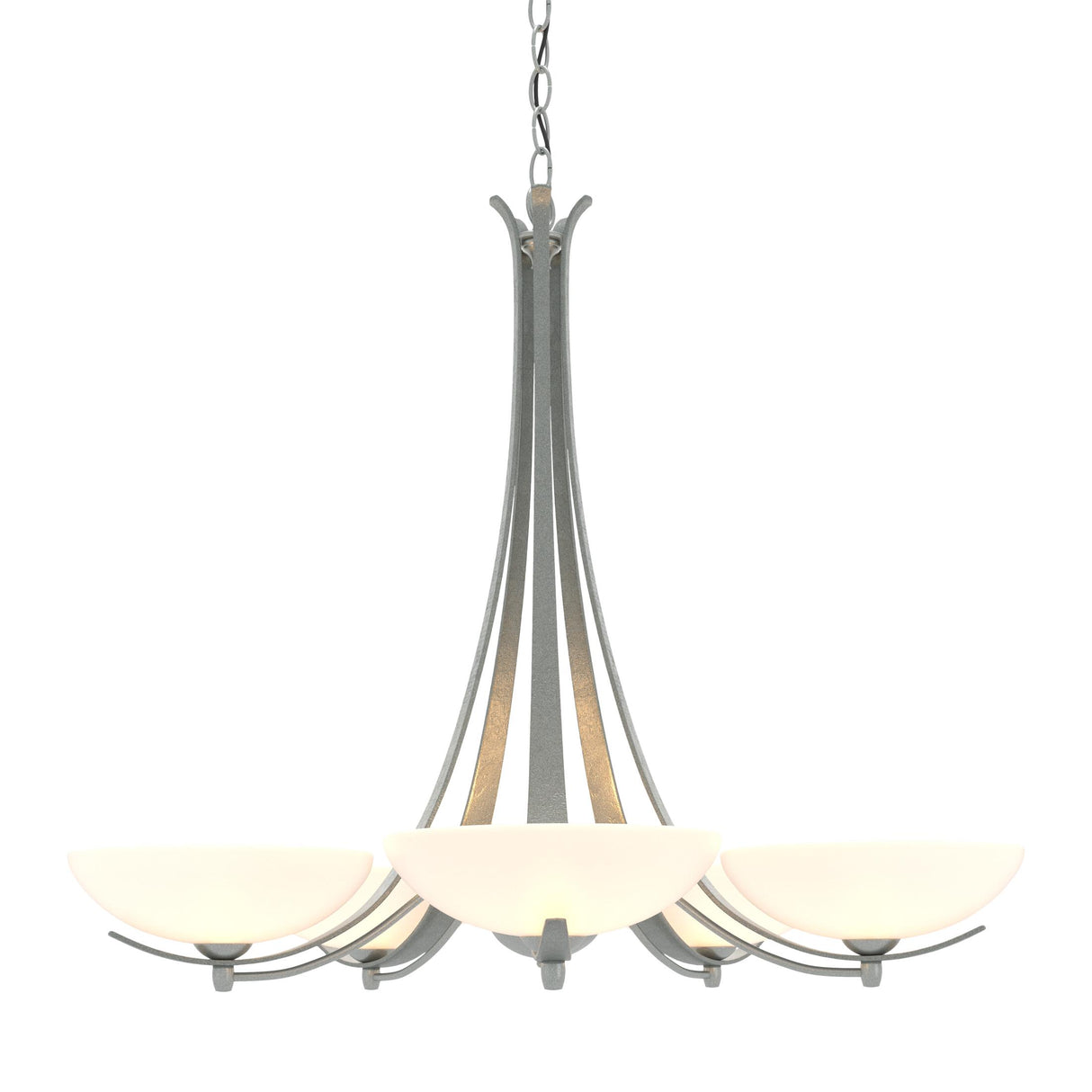 Hubbardton Forge 2007 Vintage Platinum Opal Glass (GG) Aegis 5 Arm Chandelier
