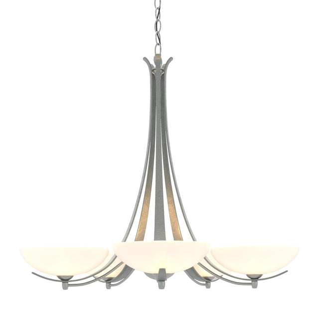 Hubbardton Forge 2007 Vintage Platinum Opal Glass (GG) Aegis 5 Arm Chandelier