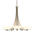 Hubbardton Forge 2007 Soft Gold Opal Glass (GG) Aegis 5 Arm Chandelier