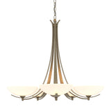 Hubbardton Forge 2007 Soft Gold Opal Glass (GG) Aegis 5 Arm Chandelier