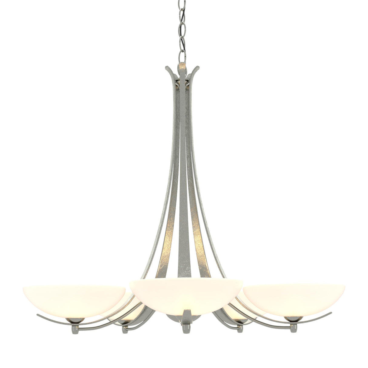 Hubbardton Forge 2007 Sterling Opal Glass (GG) Aegis 5 Arm Chandelier