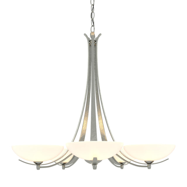 Hubbardton Forge 2007 Sterling Opal Glass (GG) Aegis 5 Arm Chandelier