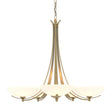 Hubbardton Forge 2007 Modern Brass Opal Glass (GG) Aegis 5 Arm Chandelier