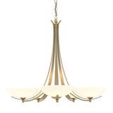 Hubbardton Forge 2007 Modern Brass Opal Glass (GG) Aegis 5 Arm Chandelier