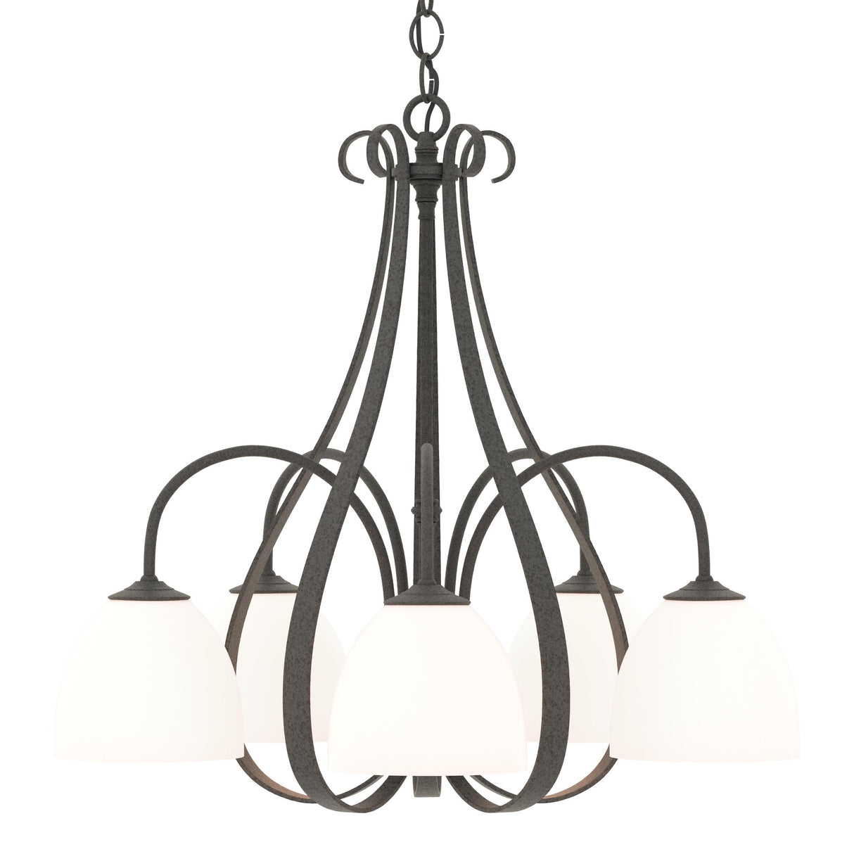 Hubbardton Forge 2004 Natural Iron Opal Glass (GG) Sweeping Taper 5 Arm Chandelier