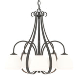 Hubbardton Forge 2004 Natural Iron Opal Glass (GG) Sweeping Taper 5 Arm Chandelier