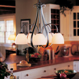 Hubbardton Forge 2004 Natural Iron Opal Glass (GG) Sweeping Taper 5 Arm Chandelier