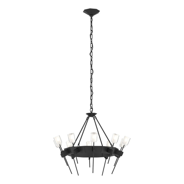 Hubbardton Forge 2023 Black Cast Glass (YC) Echo 10-Light Circular Chandelier
