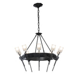 Hubbardton Forge 2023 Black Cast Glass (YC) Echo 10-Light Circular Chandelier