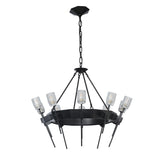 Hubbardton Forge 2023 Black Cast Glass (YC) Echo 10-Light Circular Chandelier