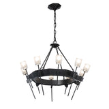 Hubbardton Forge 2023 Black Cast Glass (YC) Echo 10-Light Circular Chandelier