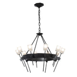 Hubbardton Forge 2023 Black Cast Glass (YC) Echo 10-Light Circular Chandelier