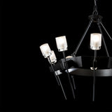 Hubbardton Forge 2023 Black Cast Glass (YC) Echo 10-Light Circular Chandelier