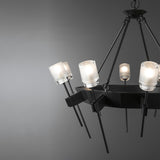 Hubbardton Forge 2023 Black Cast Glass (YC) Echo 10-Light Circular Chandelier