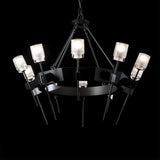 Hubbardton Forge 2023 Black Cast Glass (YC) Echo 10-Light Circular Chandelier