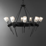 Hubbardton Forge 2023 Black Cast Glass (YC) Echo 10-Light Circular Chandelier