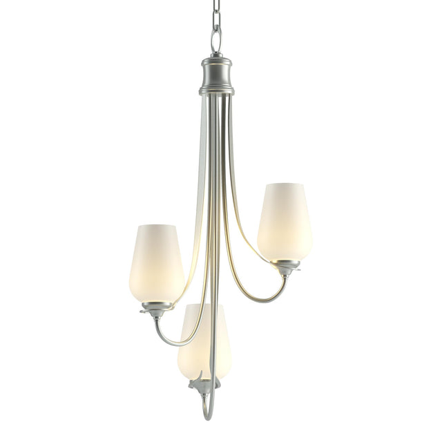 Hubbardton Forge 2011 Vintage Platinum Opal Glass (GG) Flora 3 Arm Chandelier