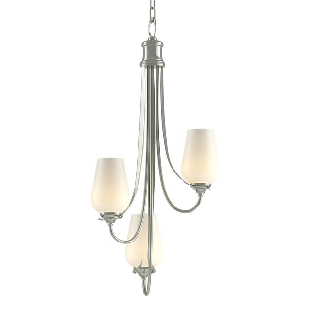 Hubbardton Forge 2011 Sterling Opal Glass (GG) Flora 3 Arm Chandelier