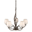 Hubbardton Forge 2010 Bronze Opal Glass (GG) Flora 5 Arm Chandelier