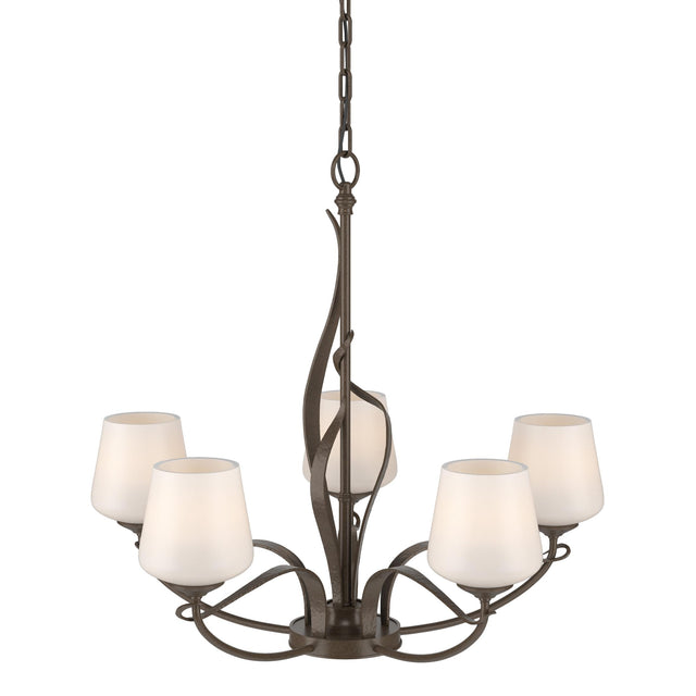 Hubbardton Forge 2010 Bronze Opal Glass (GG) Flora 5 Arm Chandelier